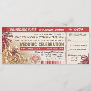 Palms Wedding Boarding Pass Tickets Kaart