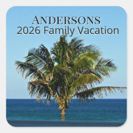 Palmside Ocean Memory | Family Name & Trip Year Vierkante Sticker