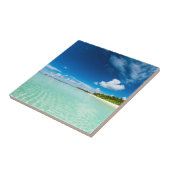 Palmstrand diepe blauwe rog aquamarinewateren tegeltje (Zijkant)