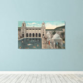 Palmstrand, FL - Uitzicht buitenshuis in de pool e Canvas Afdruk (Insitu (Houten vloer))