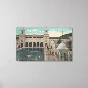 Palmstrand, FL - Uitzicht buitenshuis in de pool e Canvas Afdruk