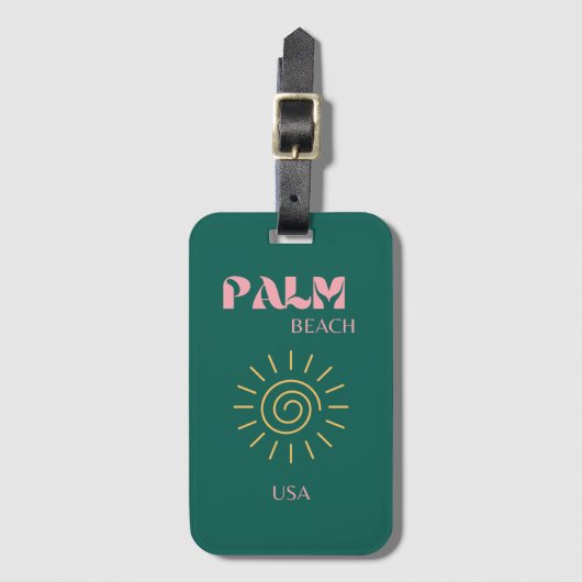 Palmstrand, reiskunst bagagelabel (Voorkant (verticaal))