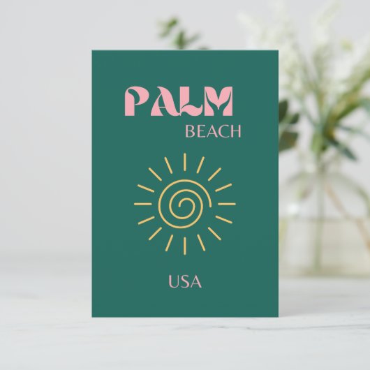 Palmstrand, reiskunst bedankkaart (Staand voorkant)