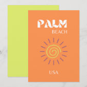Palmstrand, reiskunst, preppy, Oranje Bedankkaart (Voorkant / Achterkant)