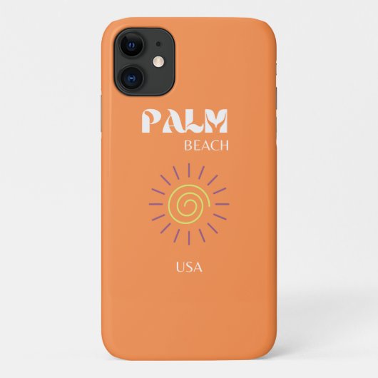 Palmstrand, reiskunst, preppy, Oranje Case-Mate iPhone Case (Achterkant)