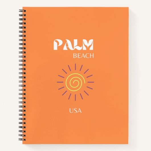 Palmstrand, reiskunst, preppy, Oranje Notitieboek (Voorkant)