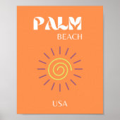 Palmstrand, reiskunst, preppy, Oranje Poster (Voorkant)