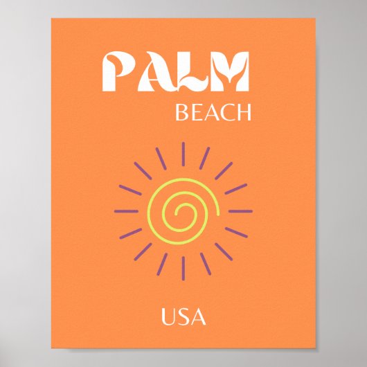 Palmstrand, reiskunst, preppy, Oranje Poster (Voorkant)