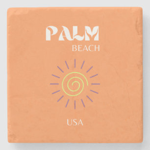 Palmstrand, reiskunst, preppy, Oranje Stenen Onderzetter