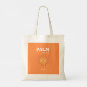 Palmstrand, reiskunst, preppy, Oranje Tote Bag (Achterkant)
