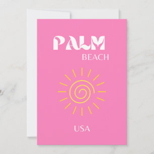 Palmstrand, reiskunst, preppy, roze bedankkaart