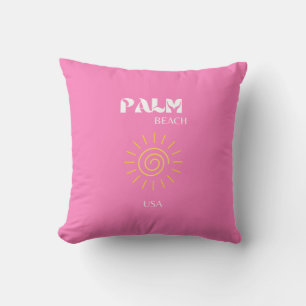 Palmstrand, reiskunst, preppy, roze kussen