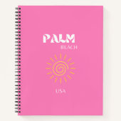 Palmstrand, reiskunst, preppy, roze notitieboek (Voorkant)