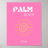 Palmstrand, reiskunst, preppy, roze poster (Voorkant)