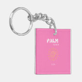 Palmstrand, reiskunst, preppy, roze sleutelhanger (Voorkant Links)