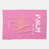 Palmstrand, reiskunst, preppy, roze theedoek (Horizontaal)