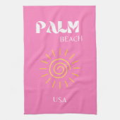 Palmstrand, reiskunst, preppy, roze theedoek (Verticaal)
