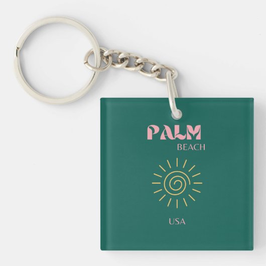 Palmstrand, reiskunst sleutelhanger (Voorkant)