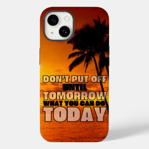 Palmstrandzonsondergang motivatie zin Case-Mate iPhone 14 hoesje