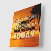 Palmstrandzonsondergang | motivatie zin vierkante klok (Hoek)