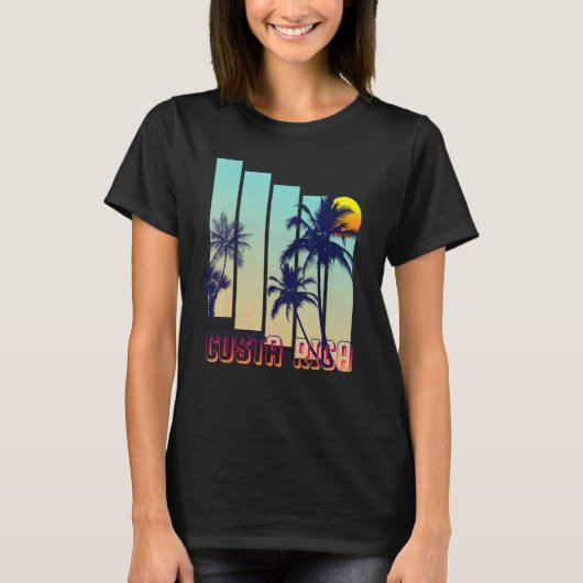  palmstructuur Costa Rica Retro T-shirt (Voorkant)