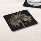 Palmstructuur Elegant Retro Chic Black Kartonnen Onderzetters (Schuin)