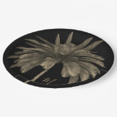 Palmstructuur Elegant Retro Chic Black Papieren Bordje (Gekanteld)