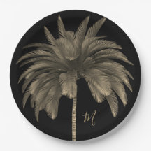 Palmstructuur Elegant Retro Chic Black