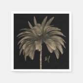 Palmstructuur Elegant Retro Chic Black Servet (Voorkant)