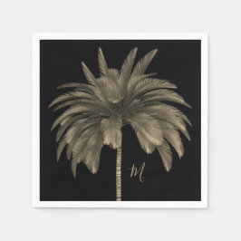 Palmstructuur Elegant Retro Chic Black Servet