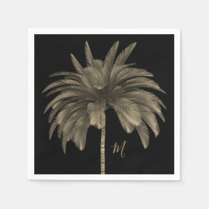 Palmstructuur Elegant Retro Chic Black Servet
