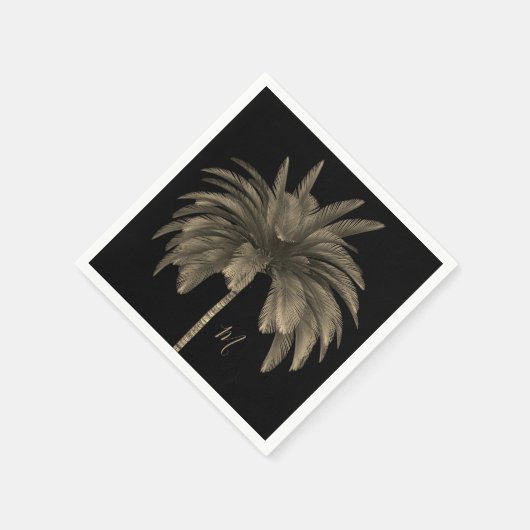 Palmstructuur Elegant Retro Chic Black Servet (Hoek)