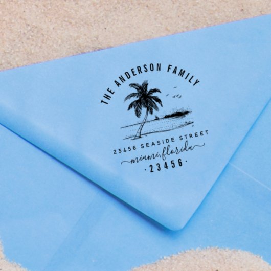 Palmstructuur- en familienaam Script Return-adres Zelfinktende Stempel