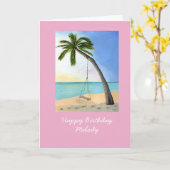 Palmstructuur met aanpasbare swing verjaardagskaar kaart (Gele Bloem)