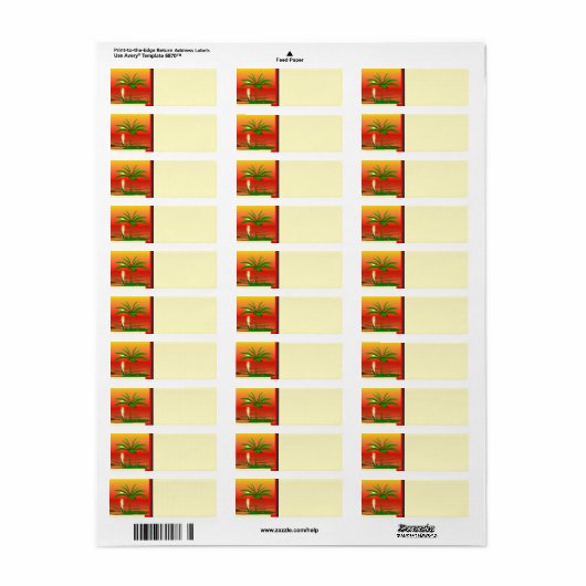 Palmstructuur Terug-adreslabel Etiket (Full Sheet)