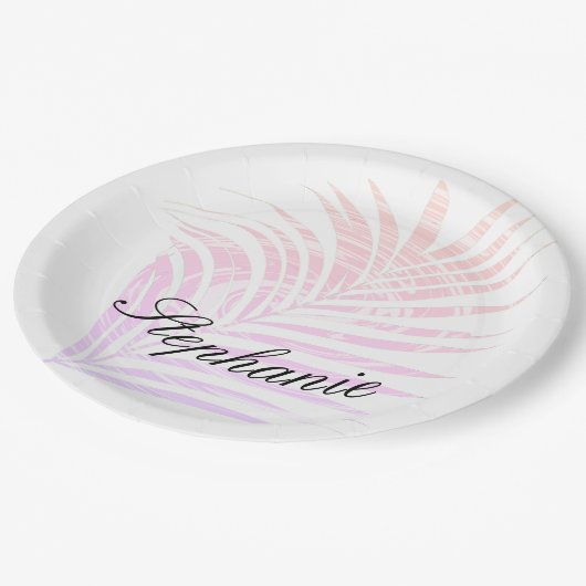 Palmstructuur Tropische roze patronen Aangepaste n Papieren Bordje (Gekanteld)