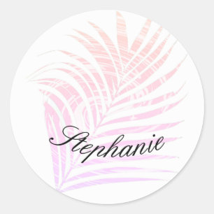 Palmstructuur Tropische roze patronen Aangepaste n Ronde Sticker