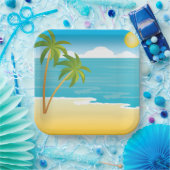 Palmstructuurdoorsnede Papieren Bordje (Feest)