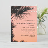 Palmstructuurlampjes Rehearsal Dinner Invitations Kaart (Staand voorkant)