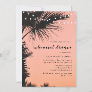 Palmstructuurlampjes Rehearsal Dinner Invitations Kaart