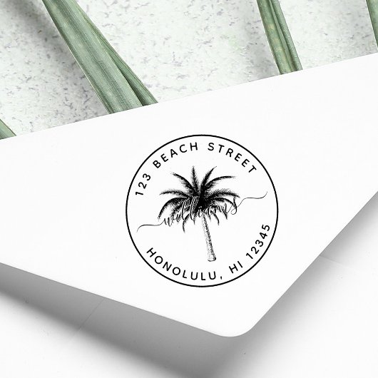 Palmstructuurnaam Ronde retouradres Rubberstempel