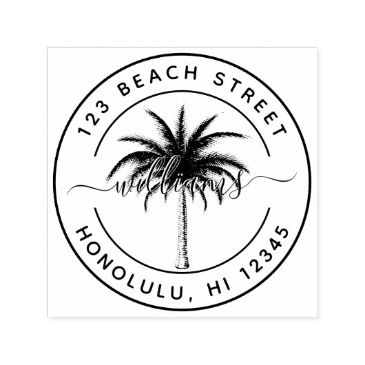 Palmstructuurnaam Ronde retouradres Zelfinktende Stempel (Design)