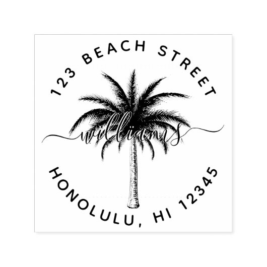 Palmstructuurnaam Ronde retouradres Zelfinktende Stempel (Design)