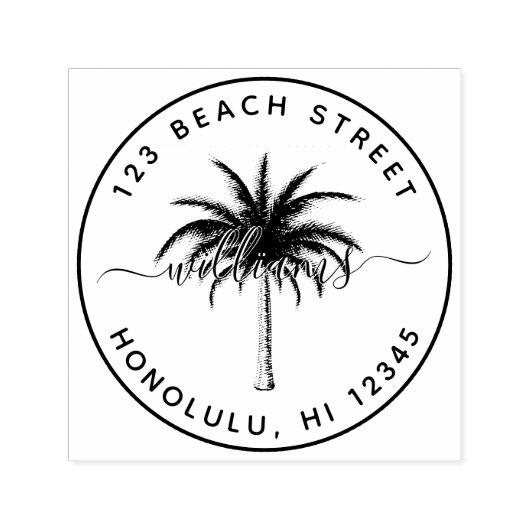 Palmstructuurnaam Ronde retouradres Zelfinktende Stempel (Design)