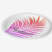 Palmstructuurnaam Tropische roze multicolorpatrone Papieren Bordje (Gekanteld)