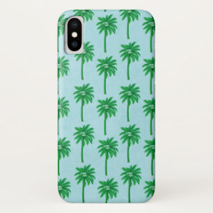 Palmstructuurpatroon op blauw Case-Mate iPhone case