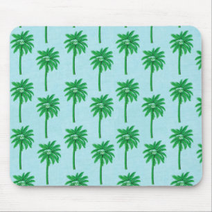 Palmstructuurpatroon op blauw muismat
