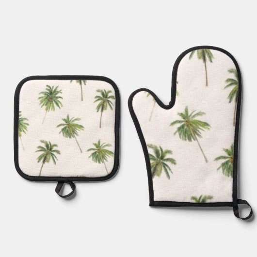 Palmstructuurpatroon Ovenwant & Pannenlap Set (Voorkant)