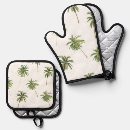 Palmstructuurpatroon Ovenwant & Pannenlap Set (Voorkant / Achterkant)