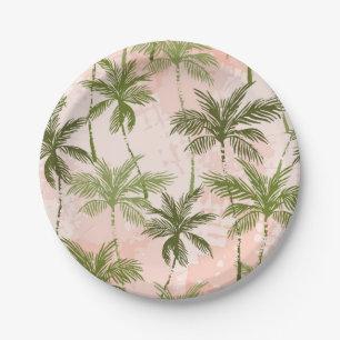 Palmstructuurpatroon Papieren Bordje